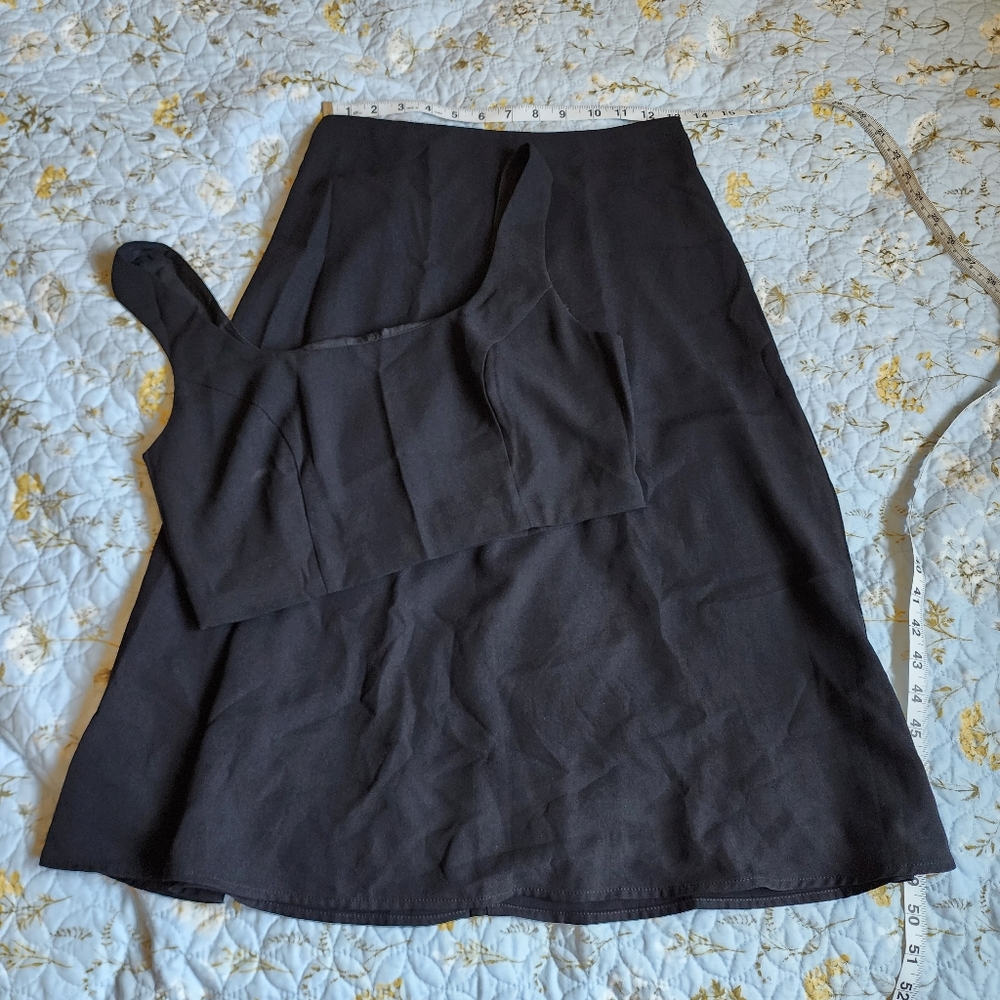 beautiful Black midi skirt and crop top set co ord set cordinate set